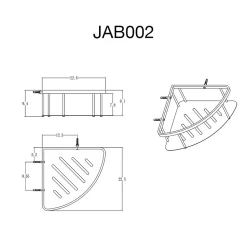 Etagère de douche d'angle noir mat Inox S304 SKY BATH