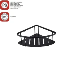 Etagère de douche d'angle noir mat Inox S304 SKY BATH