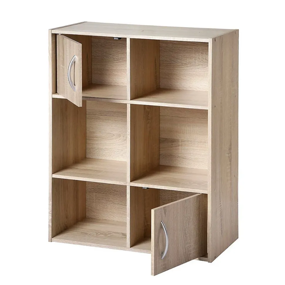 Etagère de rangement 6 cases 2 portes