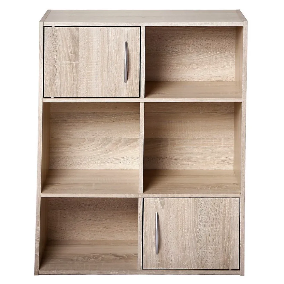 Etagère de rangement 6 cases 2 portes