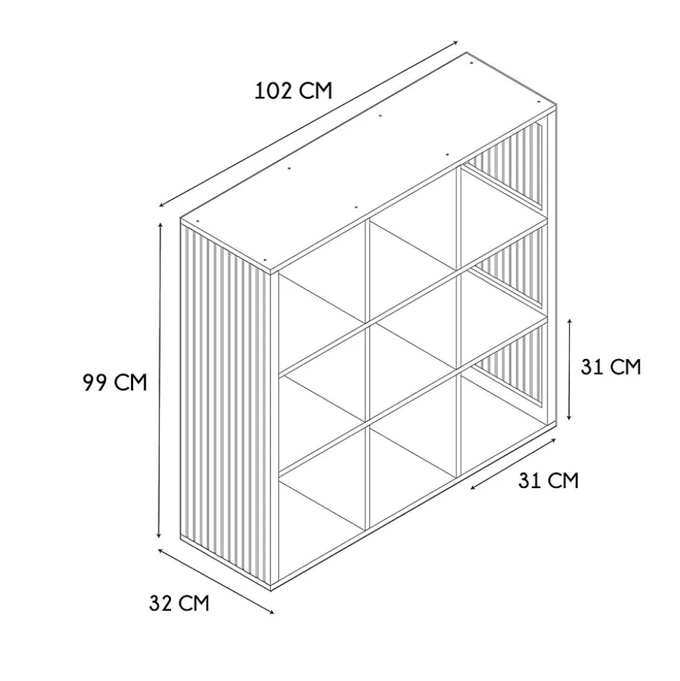 Etagère de rangement 9 cases Saulk en bois