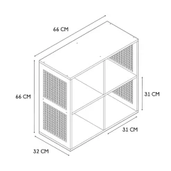 Etagère de rangement 4 cases Bali en cannage
