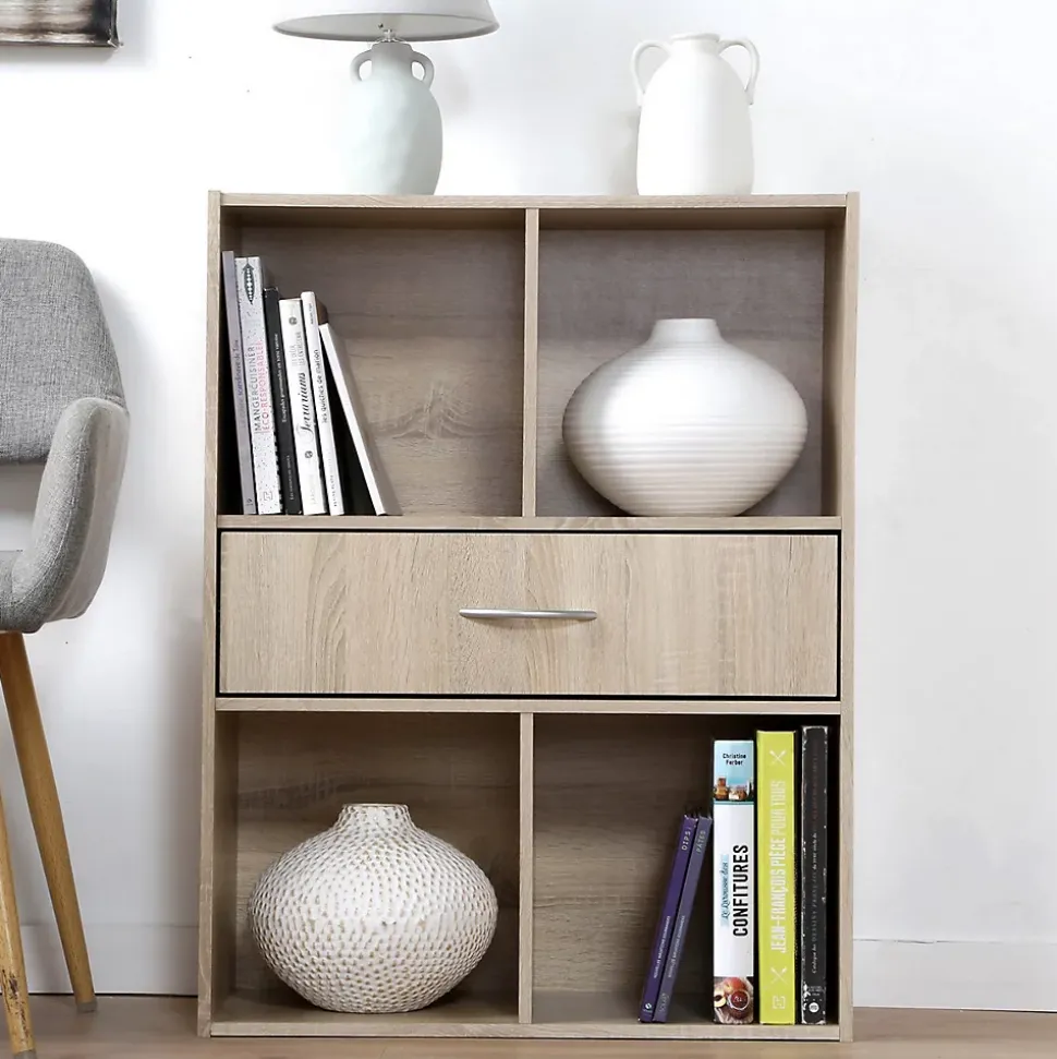 Etagère de rangement 4 casiers avec un tiroir