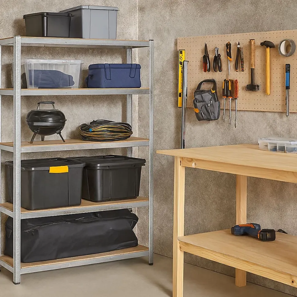 Etagère de rangement Bois et Acier 5 niveaux 120x45x180 cm Capacité 300 kg BRIXO