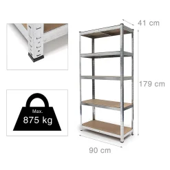 etagère de rangement charge lourde 179 argente Helloshop26
