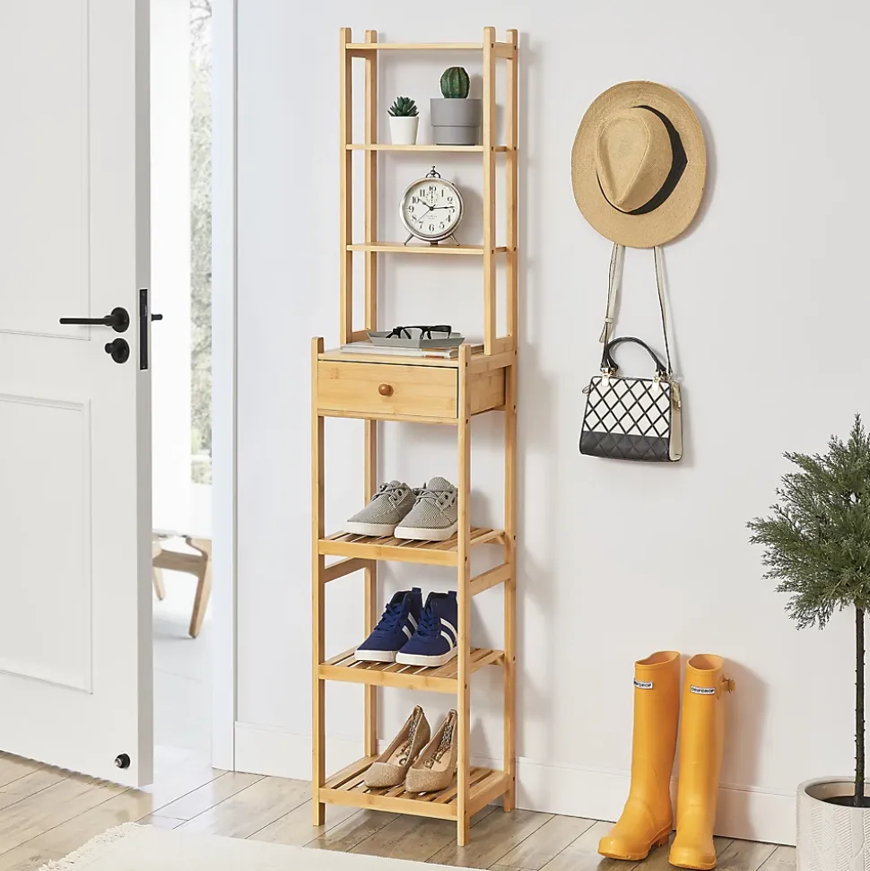 Etagère de rangement Siilinjärvi à 7 niveaux avec tiroir 163 x 33 x 28 cm en.casa