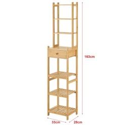 Etagère de rangement Siilinjärvi à 7 niveaux avec tiroir 163 x 33 x 28 cm en.casa