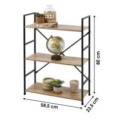 Etagère droite Large 3 niveaux en Métal et MDF
