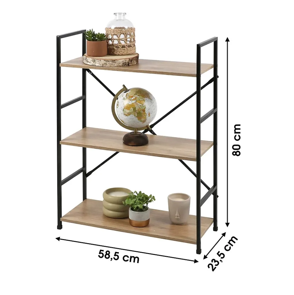 Etagère droite Large 3 niveaux en Métal et MDF