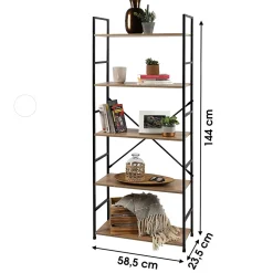 Etagère droite large 5 niveaux en Métal et MDF