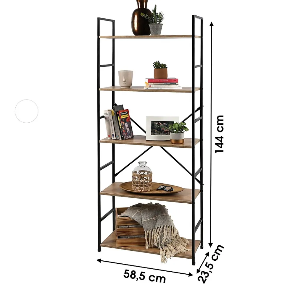 Etagère droite large 5 niveaux en Métal et MDF