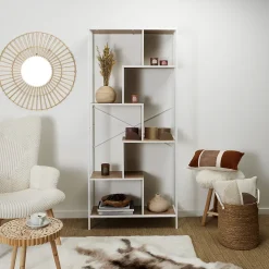 Etagère en bois et métal blanc Edison 80x30x180 cm