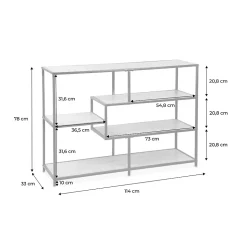 Etagère en métal noir et décor bois - Loft - bibliothèque 5 niveaux. L 114 x l 33 x H 78cm