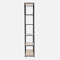 Etagère en métal noir et décor bois - Loft - bibliothèque 6 niveaux. L 77 x l 33 x H 185cm