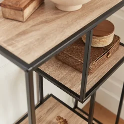 Etagère en métal noir et décor bois - Loft - bibliothèque 4 niveaux. L 69 x l 33 x H 113.5cm