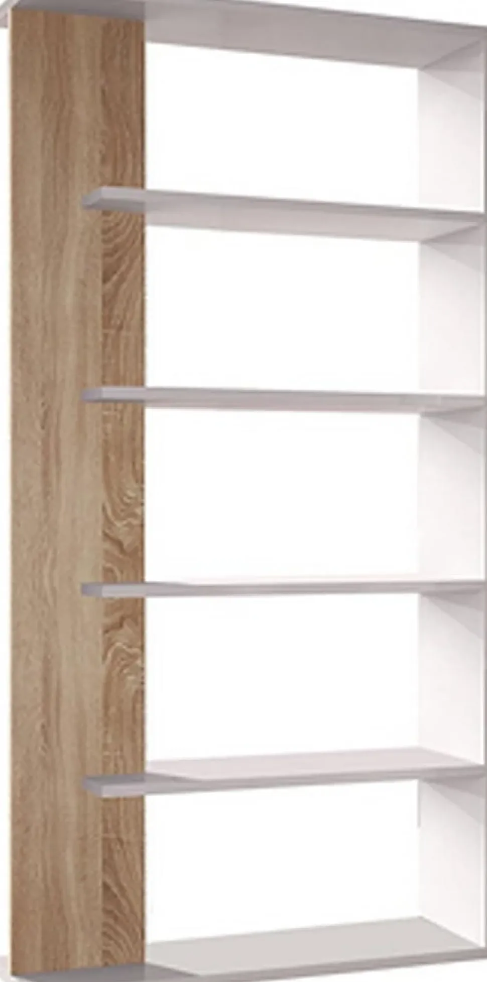 Etagère en panneaux de particules, blanc / chêne canadien - Dim : L90 x P25 x H180 cm