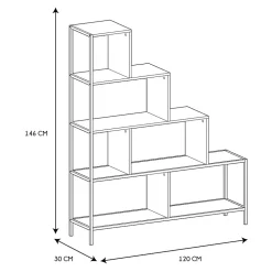 Etagère escalier en métal et bois Edison 120x30x146 cm