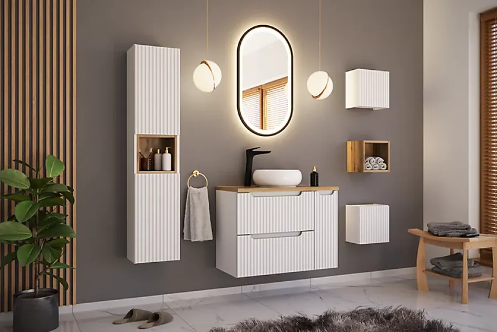Etagère haut de salle de bain suspendue NOVA BLANC 27 x 28 cm
