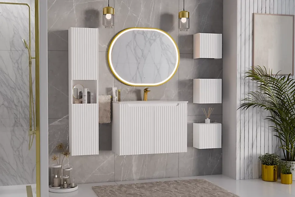 Etagère haut de salle de bain suspendue NOVA BLANC 27 x 28 cm