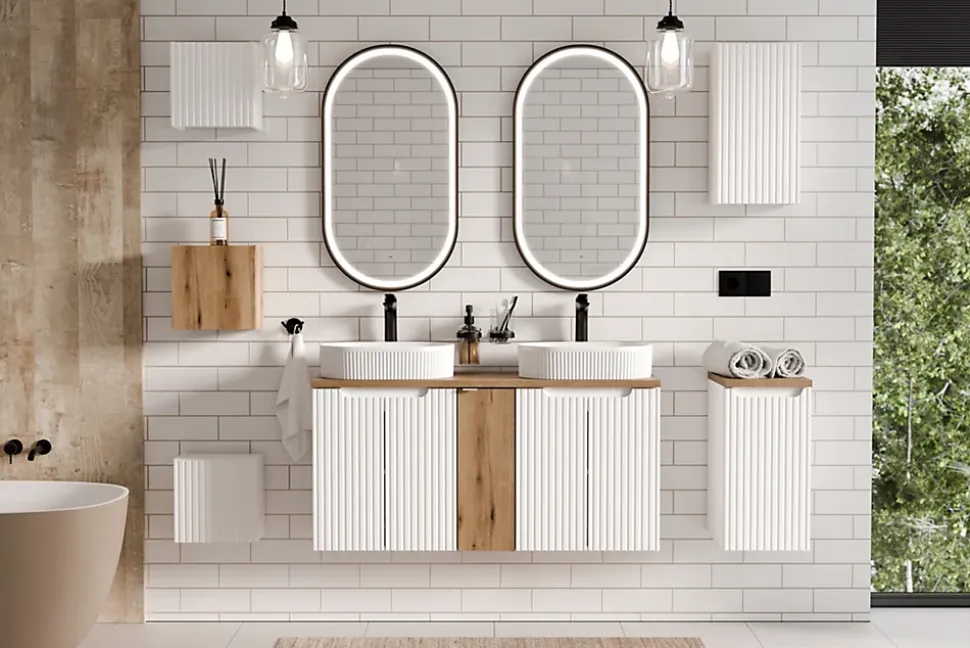 Etagère haut de salle de bain suspendue NOVA BLANC 27 x 28 cm