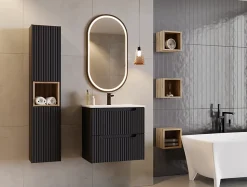 Etagère haut de salle de bain suspendue NOVA NOIR 27 x 28 cm