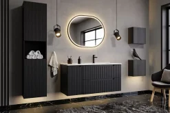 Etagère haut de salle de bain suspendue NOVA NOIR 27 x 28 cm