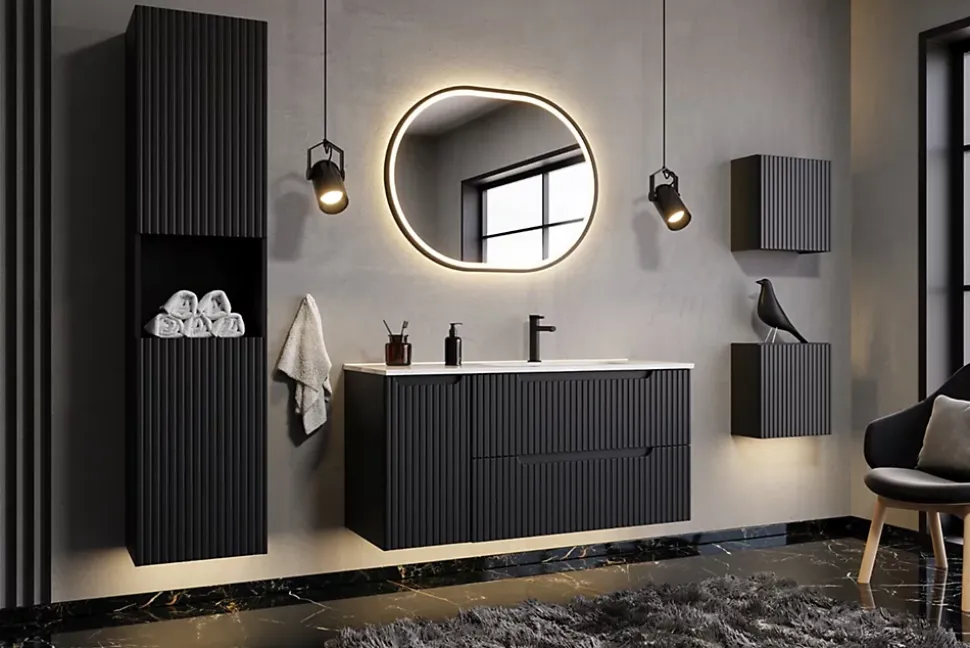Etagère haut de salle de bain suspendue NOVA NOIR 27 x 28 cm