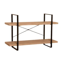 Etagère industrielle SHELVES 2 niveaux Bois et métal Design loft tendance
