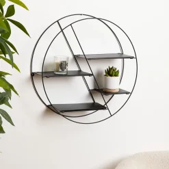 Etagère Lara en métal D50cm noir - Atmosphera