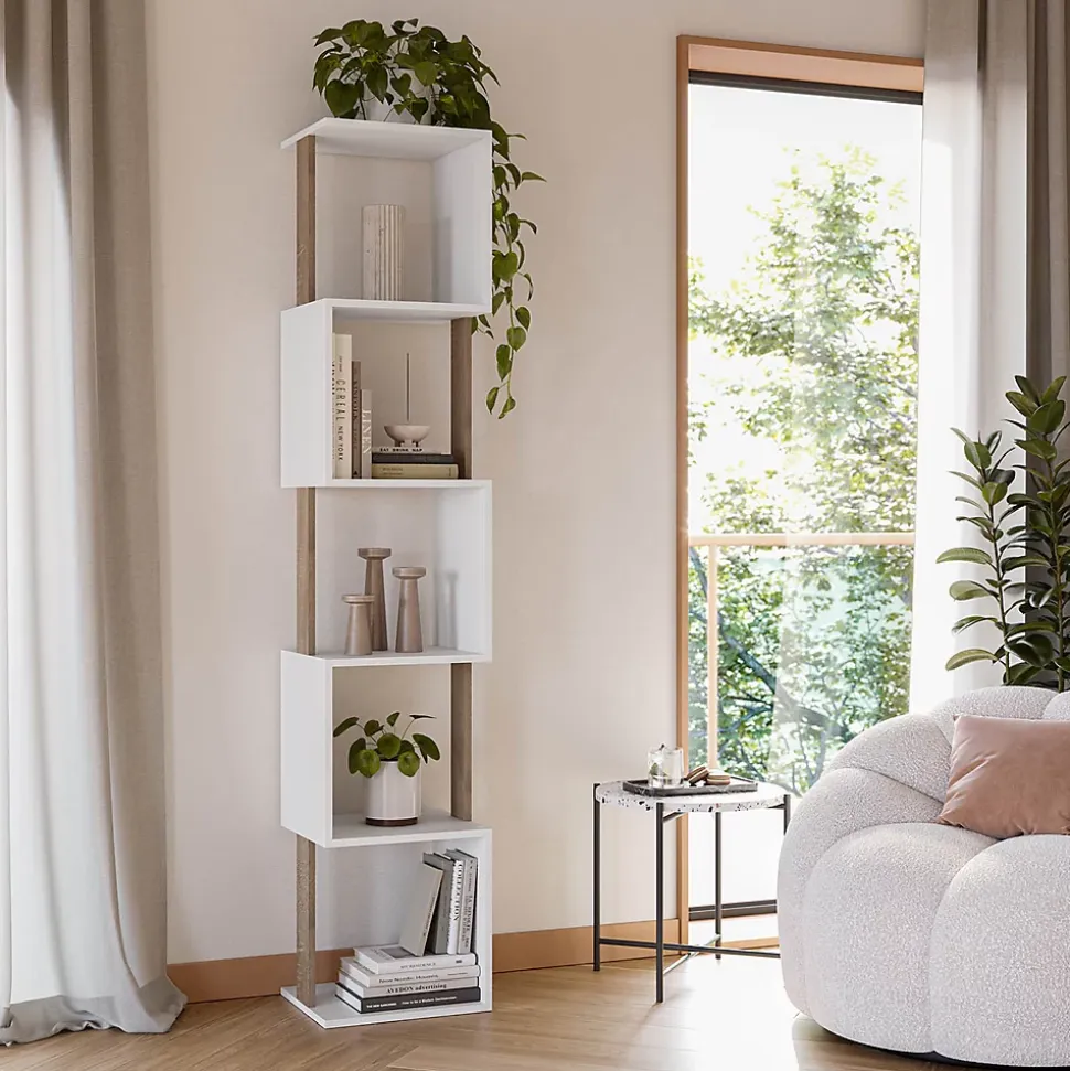 Etagère Maldivas 5 trous couleur blanc/chêne