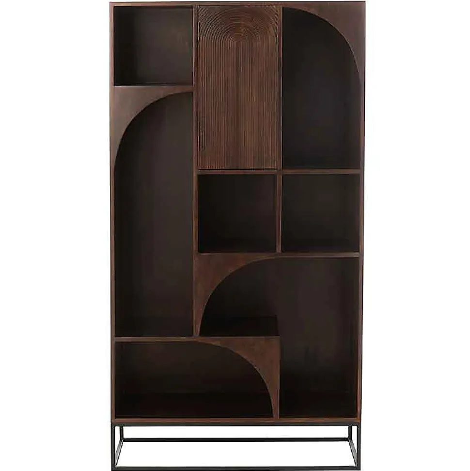 Etagère mode bois de manguier brun 90x33x168cm