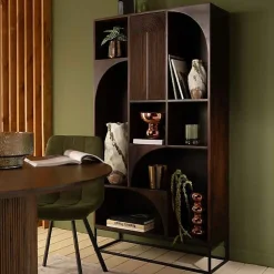 Etagère mode bois de manguier brun 90x33x168cm
