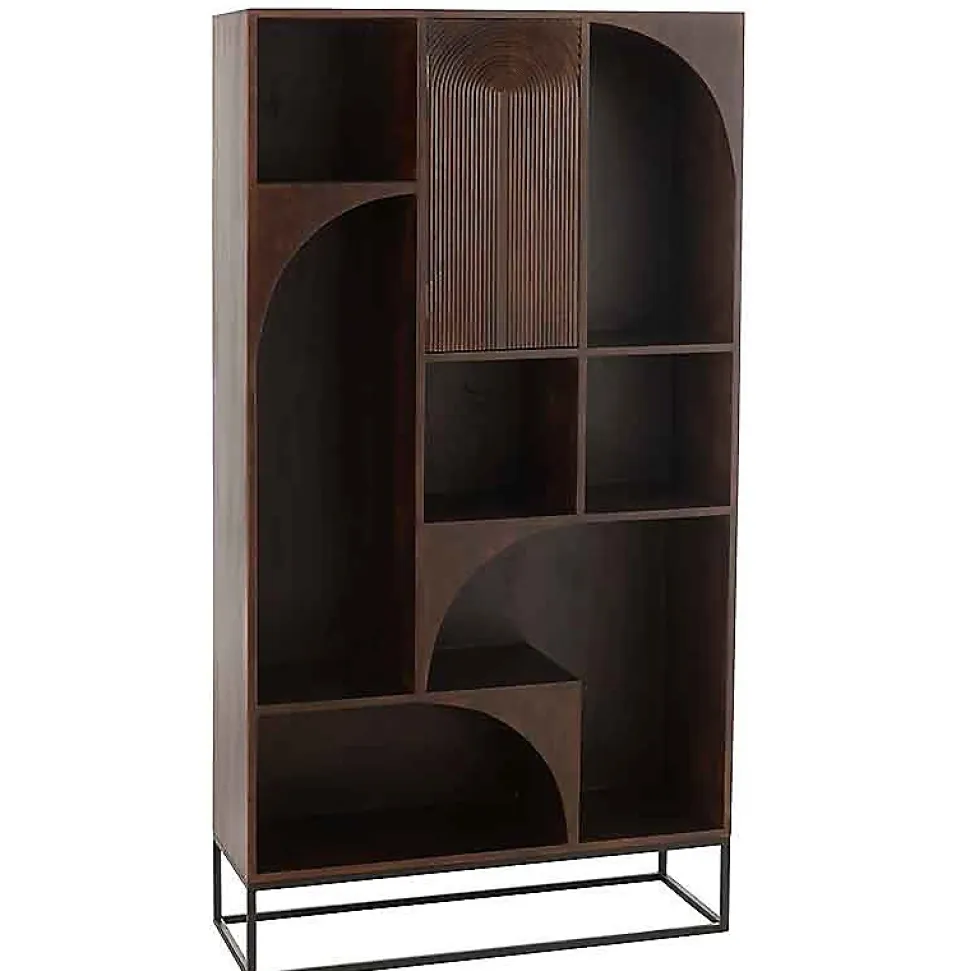Etagère mode bois de manguier brun 90x33x168cm