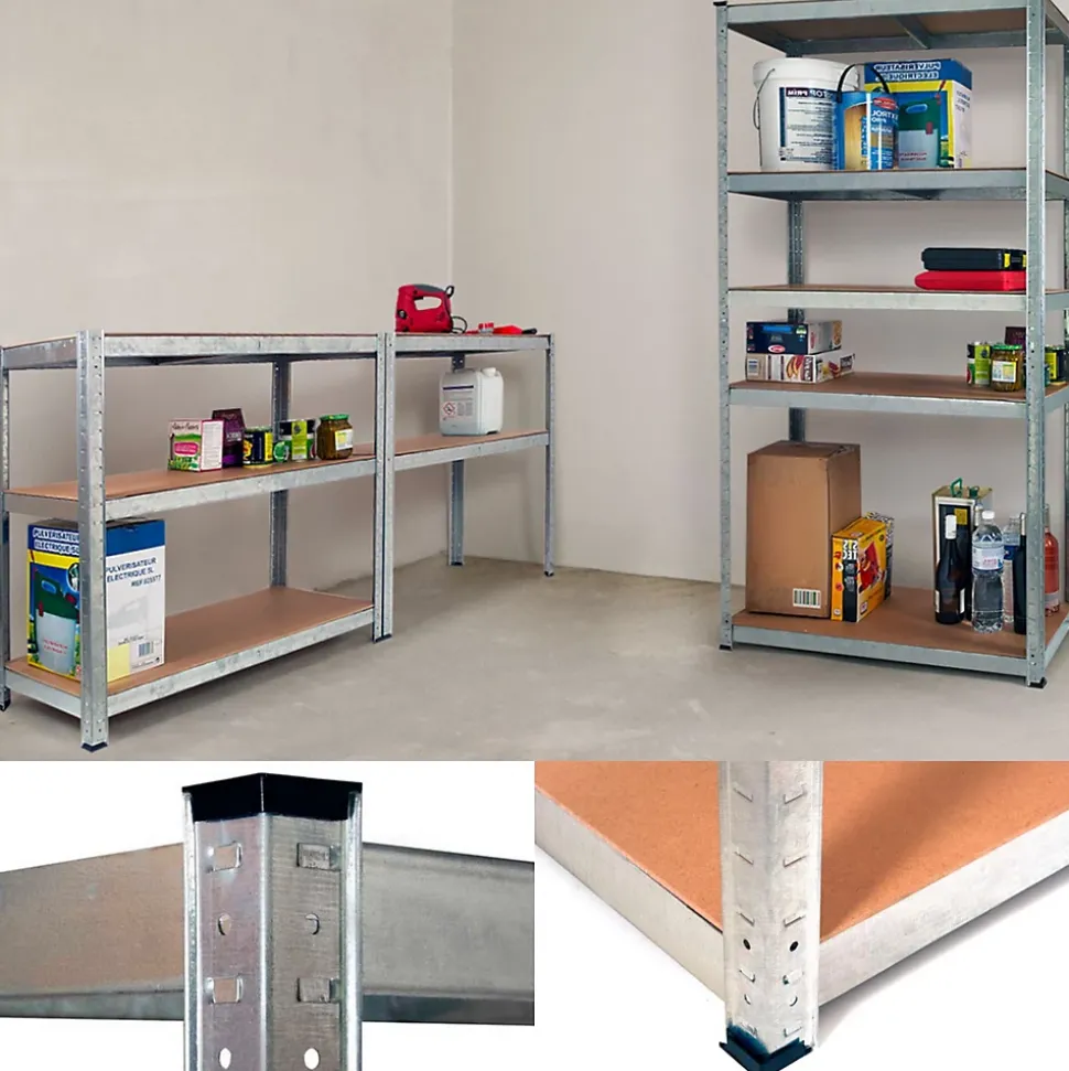 Etagère modulable charges lourdes en métal 5 plateaux