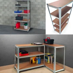 Etagère modulable charges lourdes en métal 5 plateaux