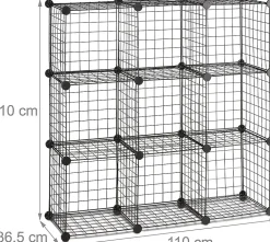 etagère modulable grille treillis 9 cubes metal metal Helloshop26
