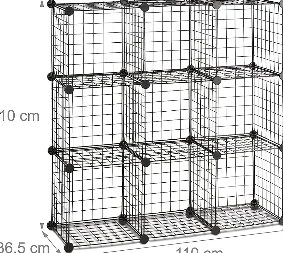 etagère modulable grille treillis 9 cubes metal metal Helloshop26