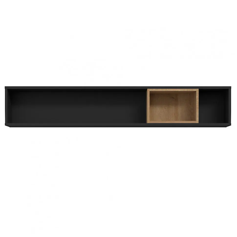 Etagère murale 150 cm 1 niche décor bois de chêne et noir - MODE