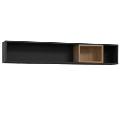 Etagère murale 150 cm 1 niche décor bois de chêne et noir - MODE