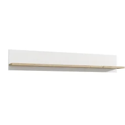 Etagère murale 160 cm blanc mat et décor bois clair - LEANE
