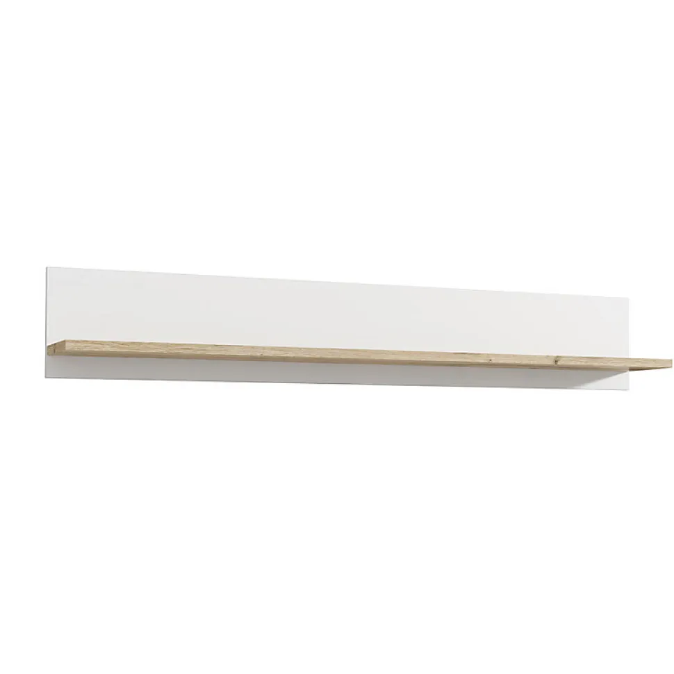 Etagère murale 160 cm blanc mat et décor bois clair - LEANE