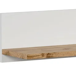 Etagère murale 160 cm blanc mat et décor bois clair - LEANE