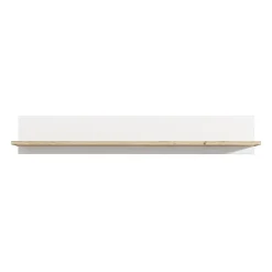 Etagère murale 160 cm blanc mat et décor bois clair - LEANE
