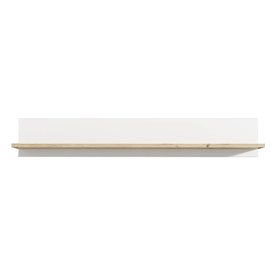 Etagère murale 160 cm blanc mat et décor bois clair - LEANE