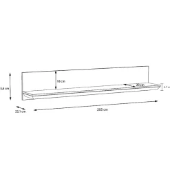 Etagère murale 205 cm décor chêne blanchi - ANGELE