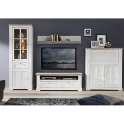 Etagère murale 205 cm décor chêne blanchi - ANGELE