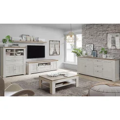 Etagère murale 205 cm décor chêne blanchi - ANGELE