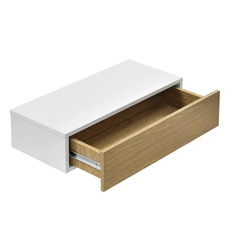 Etagère Murale à Compartiment Fermé Antilles 50x24x12cm Blanc Bois en.casa