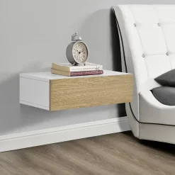 Etagère Murale à Compartiment Fermé Antilles 50x24x12cm Blanc Bois en.casa