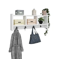 Etagère murale 3 niches et patères Hestia en en bois